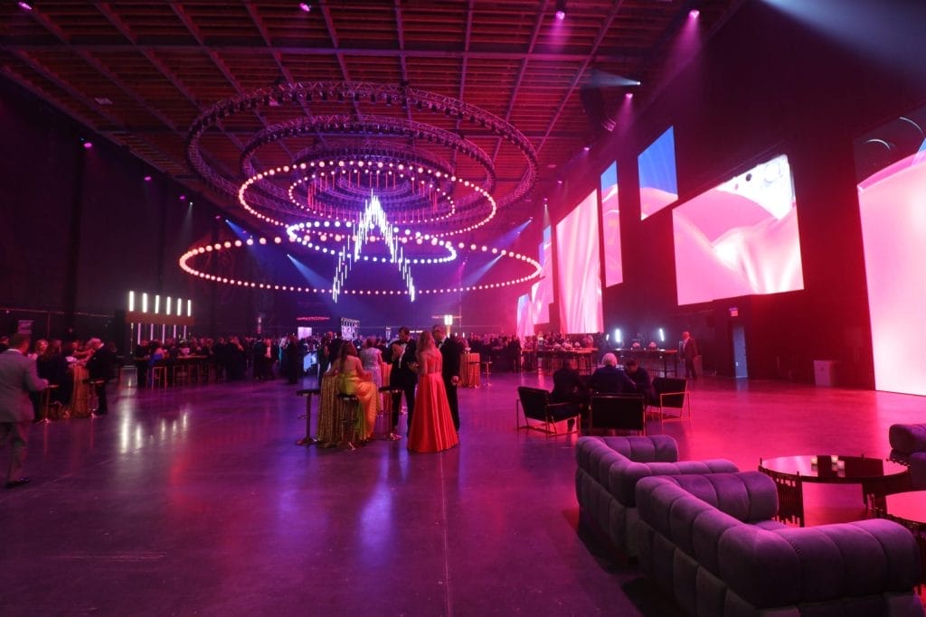 Assembly Gala event, innovative kinetic lighting design