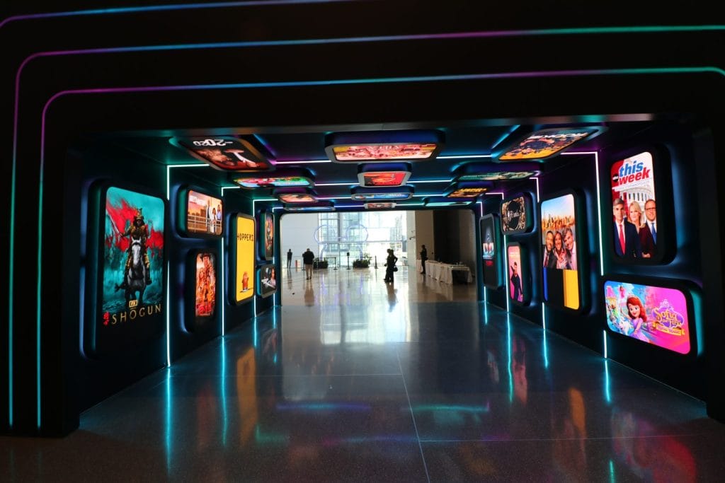 Entrance tunnel LED design at Disney Upfront 2026.